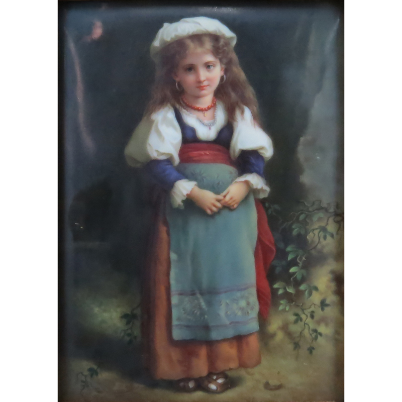 Antique KPM Style Hand Painted Porcelain Plaque.