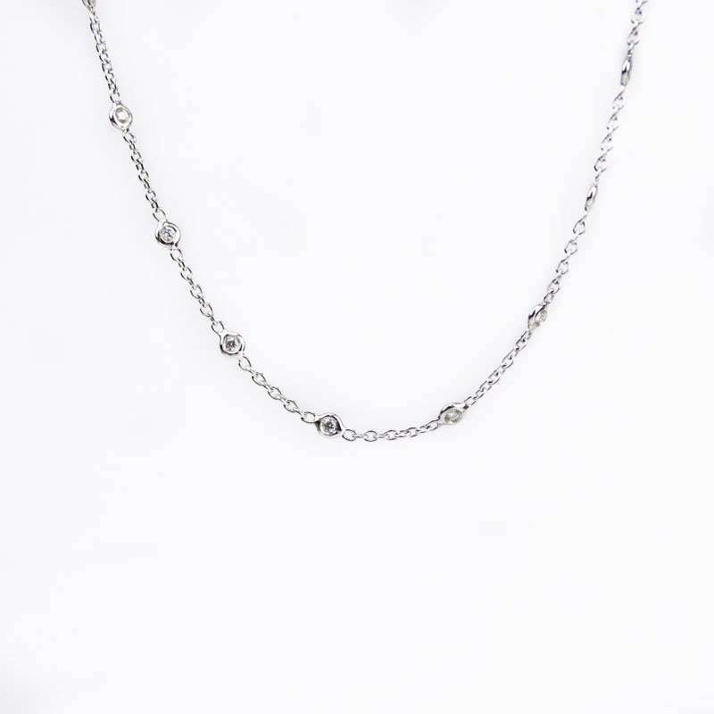 18 Karat White Gold Diamonds By The Yard Necklace.