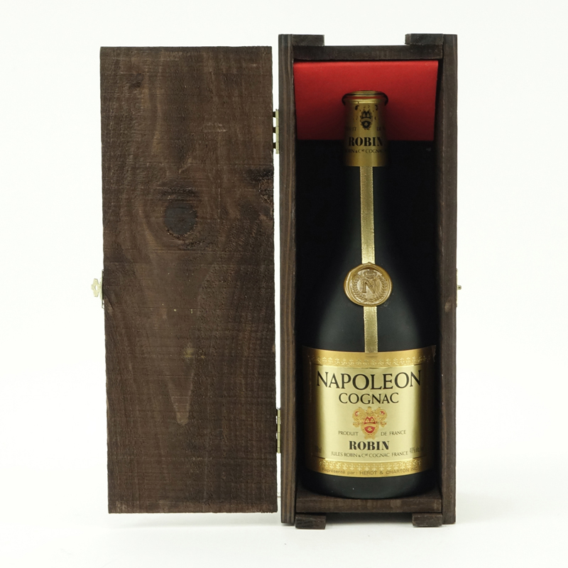 Bottle Robin Napoleon Cognac In Wood Box.