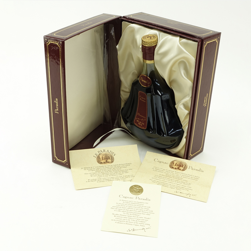 Hennessy Paradis France Cognac Bottle in Original Presentation Box. La Societe Hennessy card included.