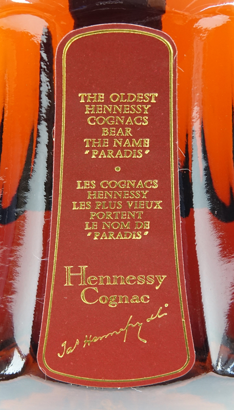 Hennessy Paradis France Cognac Bottle in Original Presentation Box. La Societe Hennessy card included.