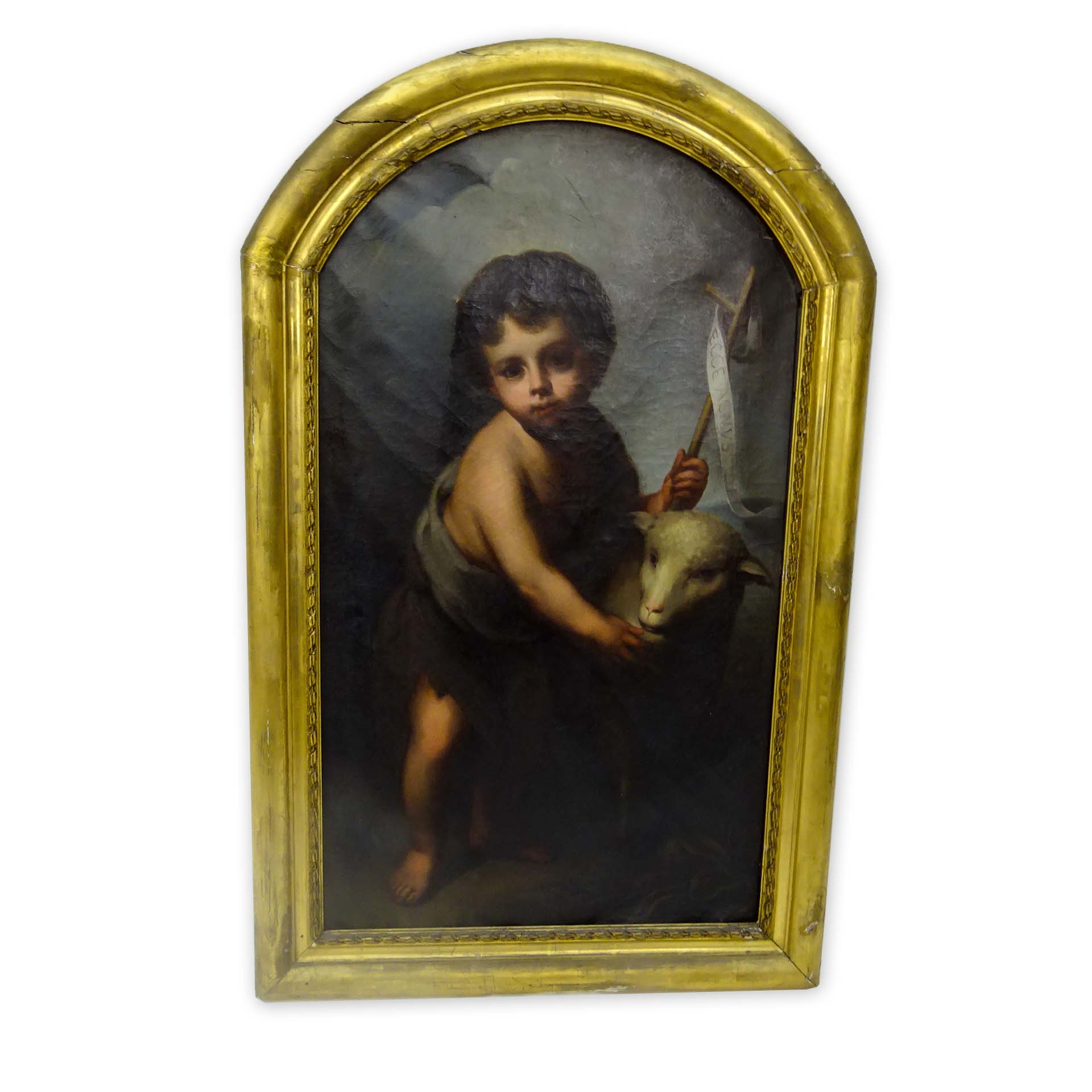 Late 18th or Early 19th Century Old Master Style "St. John the Baptist" Oil on Canvas Painting. 