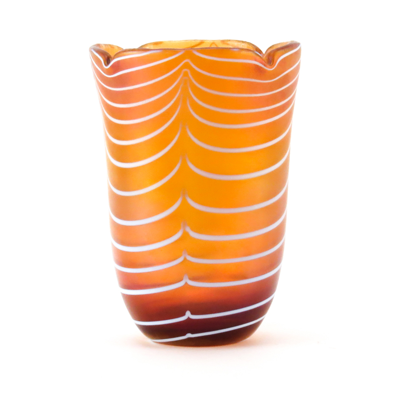 Possibly: Louis Comfort Tiffany (American, 1848-1933) Amber Ground Favrile Glass Vase. 