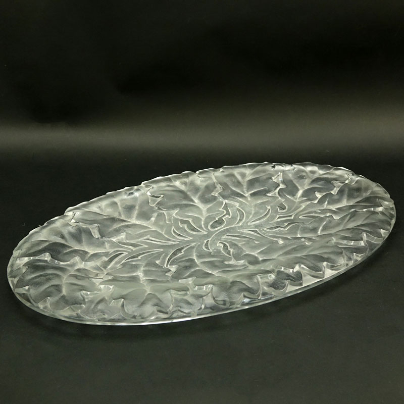 Lalique Oak Leaf Frosted Crystal Platter/Tray.