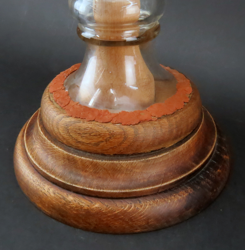 Vintage Daun & Vallentin's Unsweetened Gin Glass Dispenser on Wooden Base.