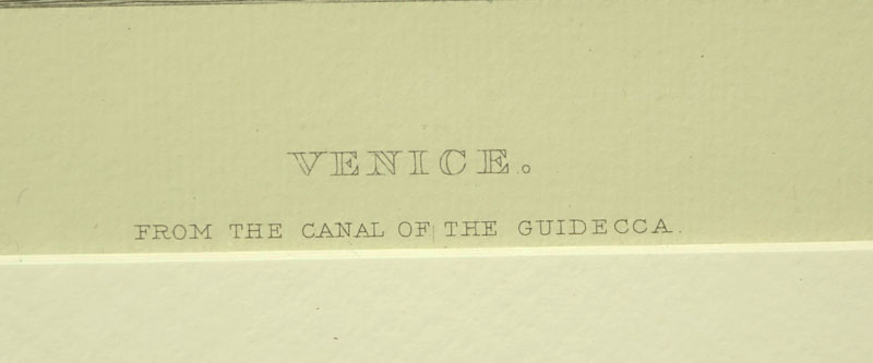 Three (3) After: J M W Turner, British (1775-1851) R. A. Pinx Colored Prints. Includes: "Venice", "The Grand Canal", and "The Bridge of Sighs". 