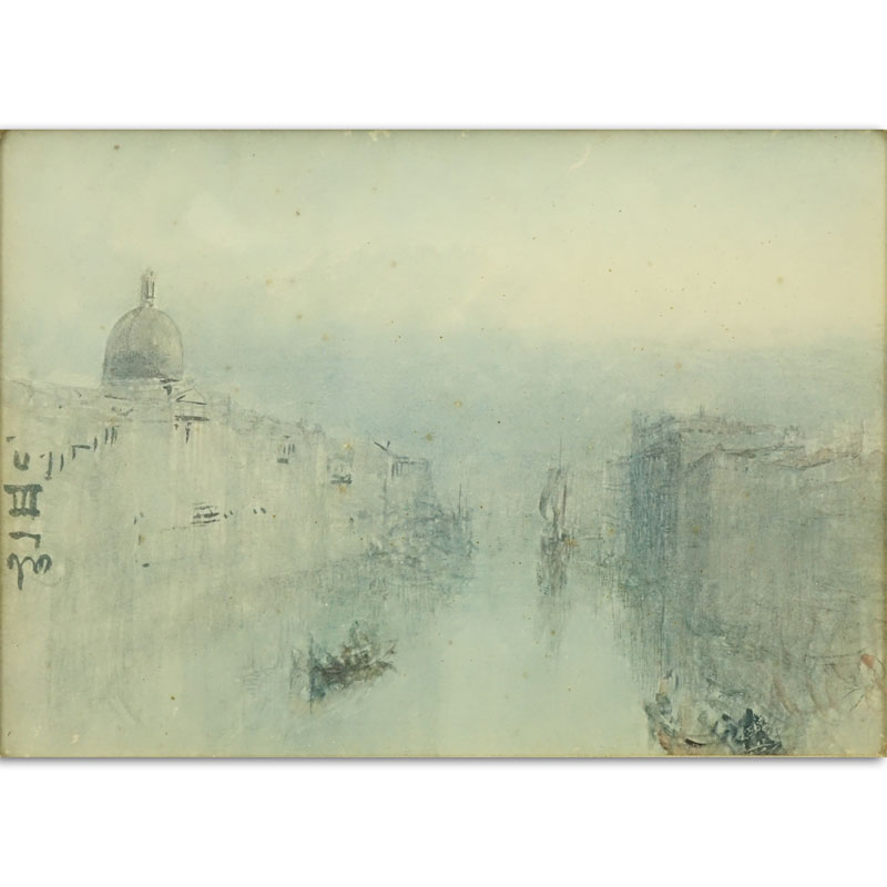 After: J M W Turner, British  (1775-1851) "Grand Canal, Venice" Print. Catalda Fine Arts, Inc. label en verso. 