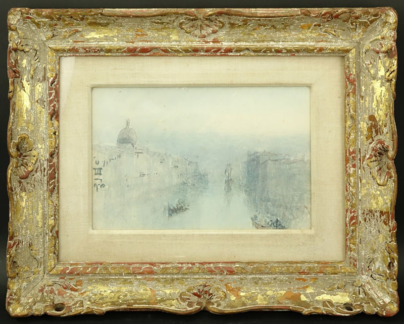 After: J M W Turner, British  (1775-1851) "Grand Canal, Venice" Print. Catalda Fine Arts, Inc. label en verso. 