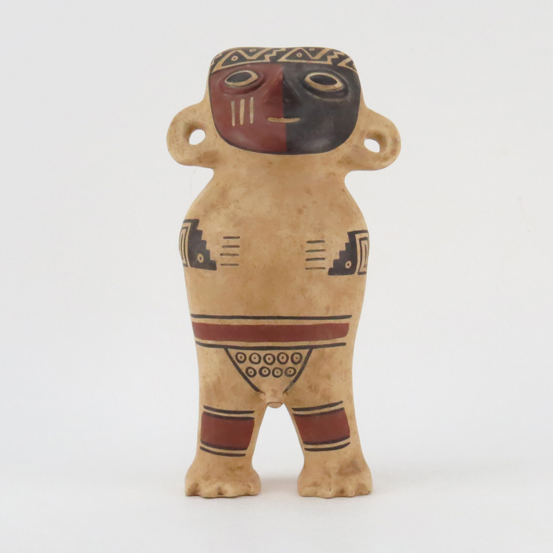 Inca Empire Polychrome Ceramic Fertility God Figurine.