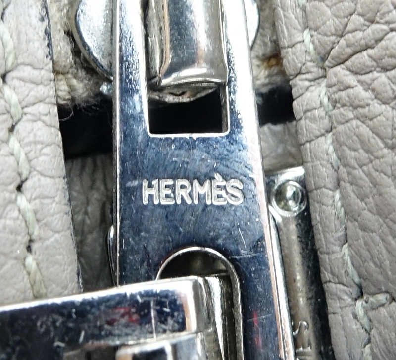 Hermès Etoupe Leather Soft Travel Bag/Luggage.