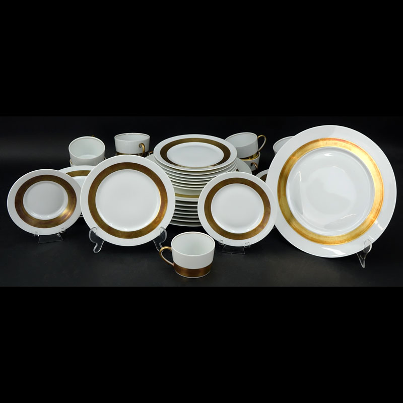 Forty Two (42) Piece Limoges Ceralene Anneau D'Or Partial Dinnerware Set.