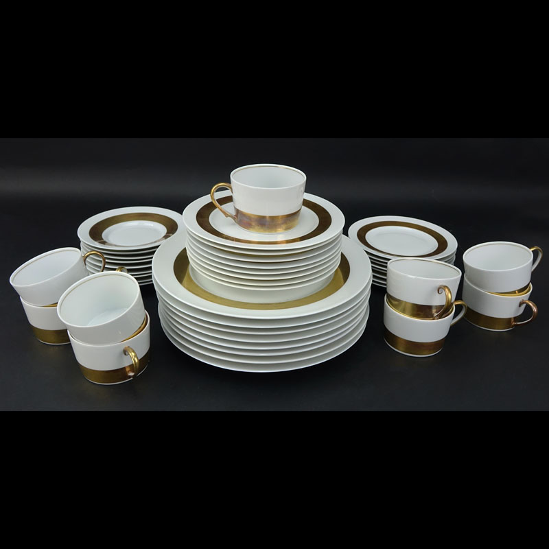 Forty Two (42) Piece Limoges Ceralene Anneau D'Or Partial Dinnerware Set.