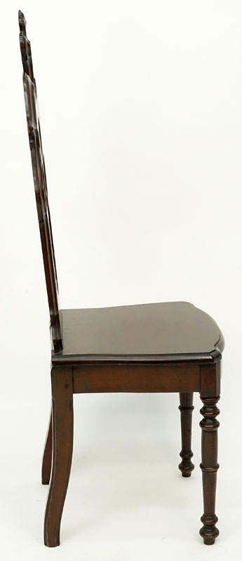 Late 19th Century English Gothic Style Mahogany Hall Chair.