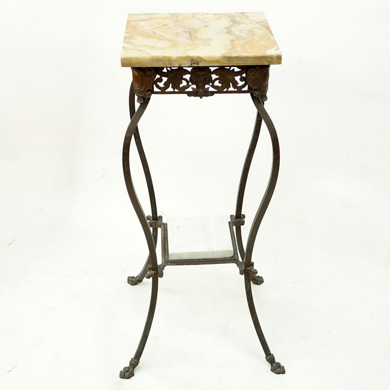 Victorian Style Wrought Iron 2 Tier Onyx Top Plant Stand.