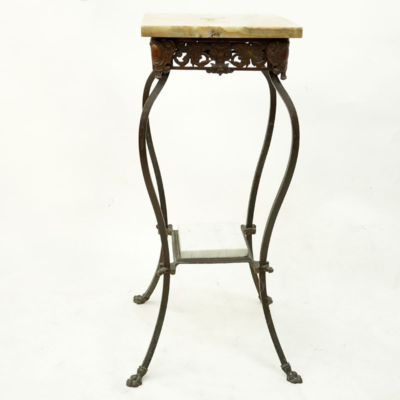 Victorian Style Wrought Iron 2 Tier Onyx Top Plant Stand.