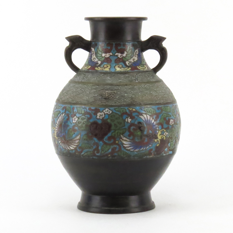 Antique Japanese ChamplevÈ Enamel Bronze Vase.