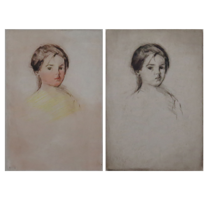 Collection of Two (2) Margery Ryerson, American (1886-1989) Etchings Depicting Young Girls. 