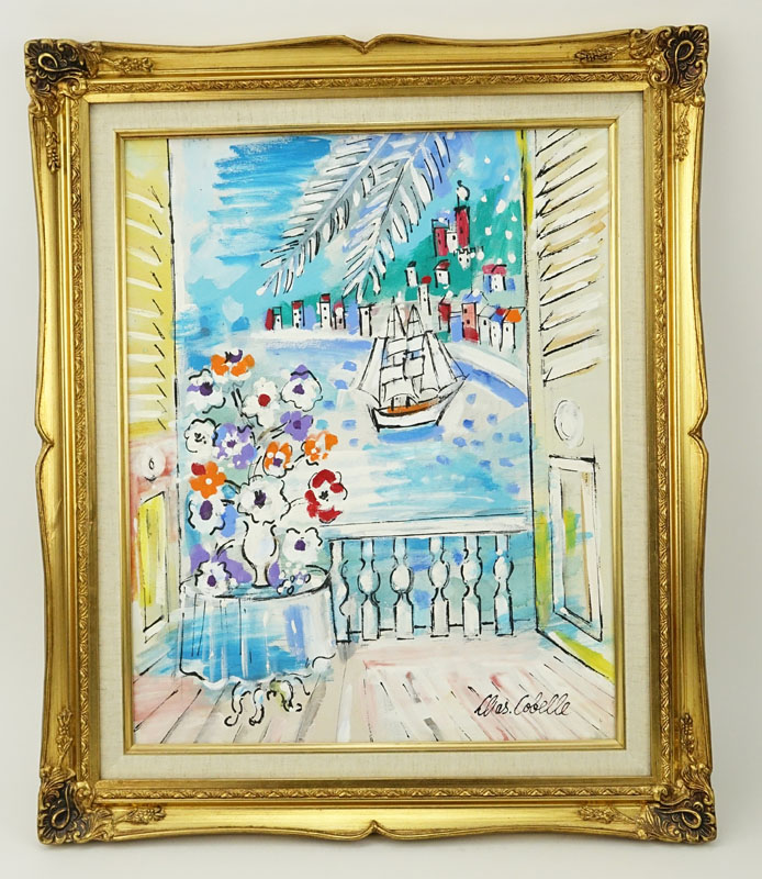 Charles Cobelle, French  (1902-1998) "French Riviera" Oil on Canvas Signed Lower Right. 
