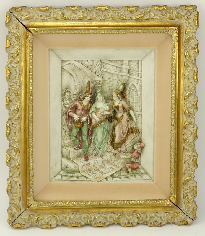 Pair of Decorative Porcelain Relief Plaques.