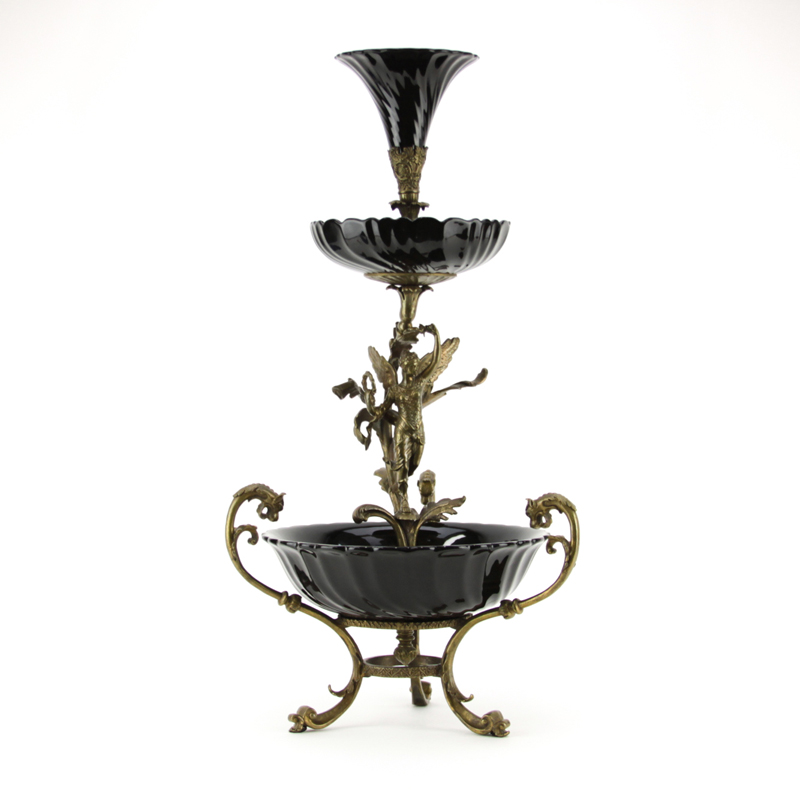 Modern Louis XVI Style Gilt Bronze and Glass Figural Epergne.