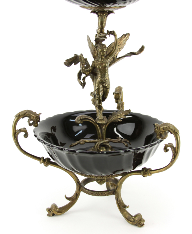 Modern Louis XVI Style Gilt Bronze and Glass Figural Epergne.