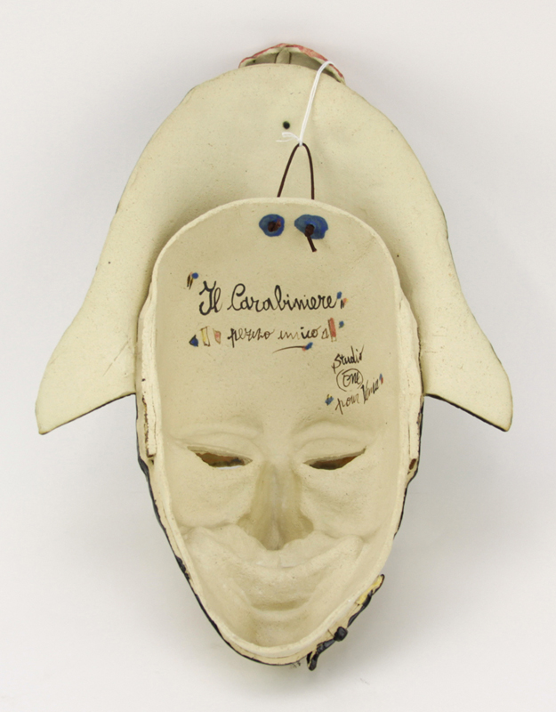 Venetian (20th C.) Handmade Glaze and Polychrome Ceramic Mask.