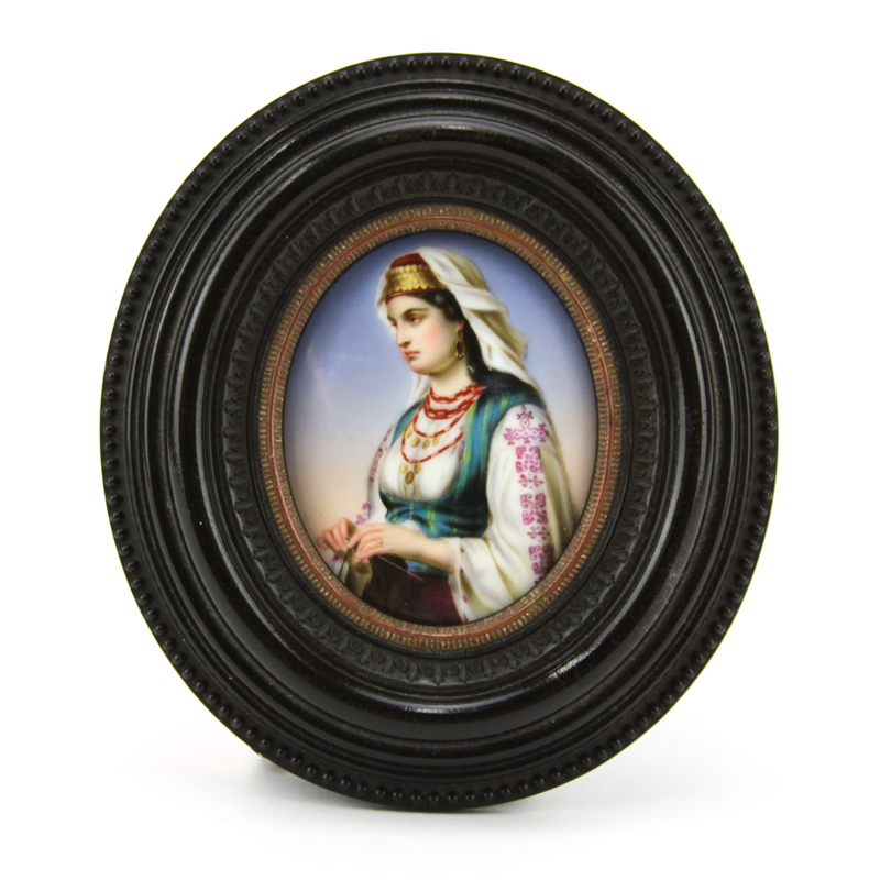 KPM Style Hand Painted Porcelain Plaque "Orientalist Girl". 