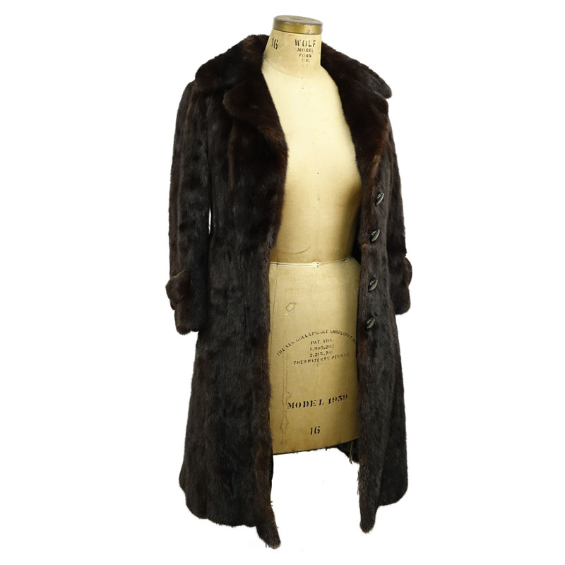 J.P. Fontalba Perpignan Three Quarter Length Brown Ranch Mink Coat.