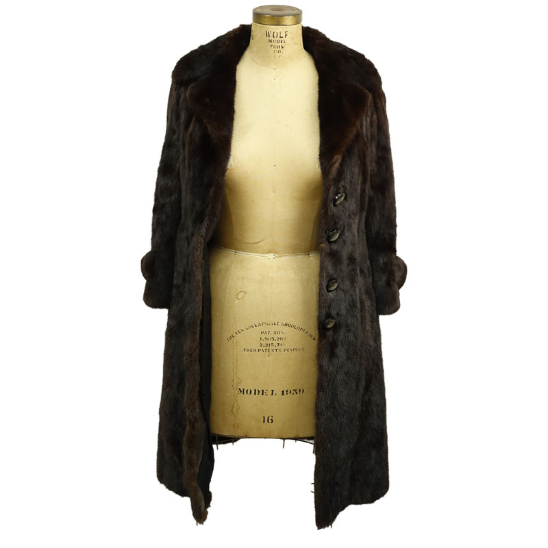 J.P. Fontalba Perpignan Three Quarter Length Brown Ranch Mink Coat.