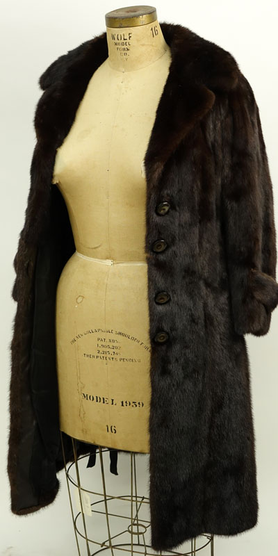 J.P. Fontalba Perpignan Three Quarter Length Brown Ranch Mink Coat.