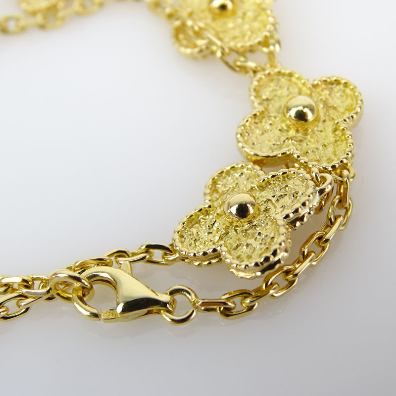 Van Cleef & Arpels 18 Karat Yellow Gold Alhambra Necklace.