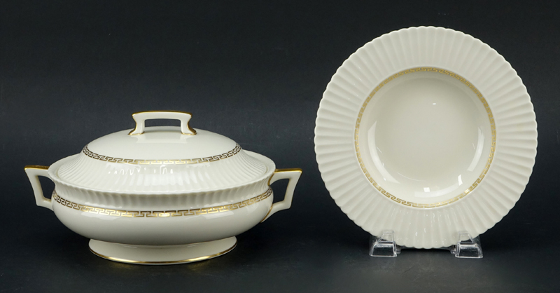 Thirty Two (32) Piece Lenox "Cretan" Porcelain Dinnerware. 