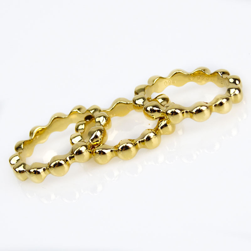 Chanel Set of Three (3) 18 Karat Yellow Gold Stacked Beaded Rings.