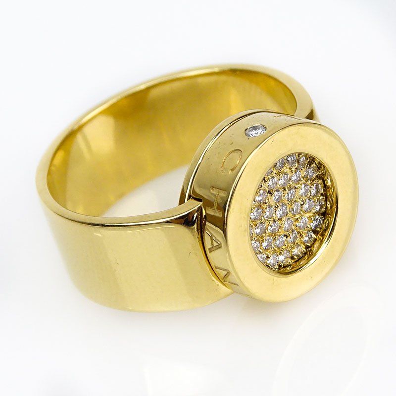 Chanel Approx. .25 Carat Pave Set Round Brilliant Cut Diamond and 18 Karat Yellow Gold La Ronde Ring.