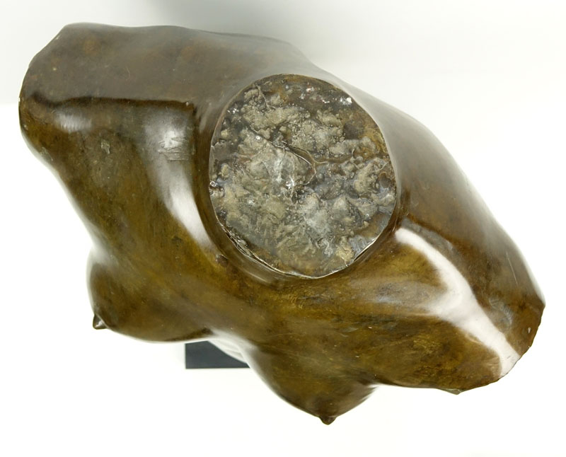 Contemporary Bronze Sculpture of a Female Torso on Fitted Wooden Base.