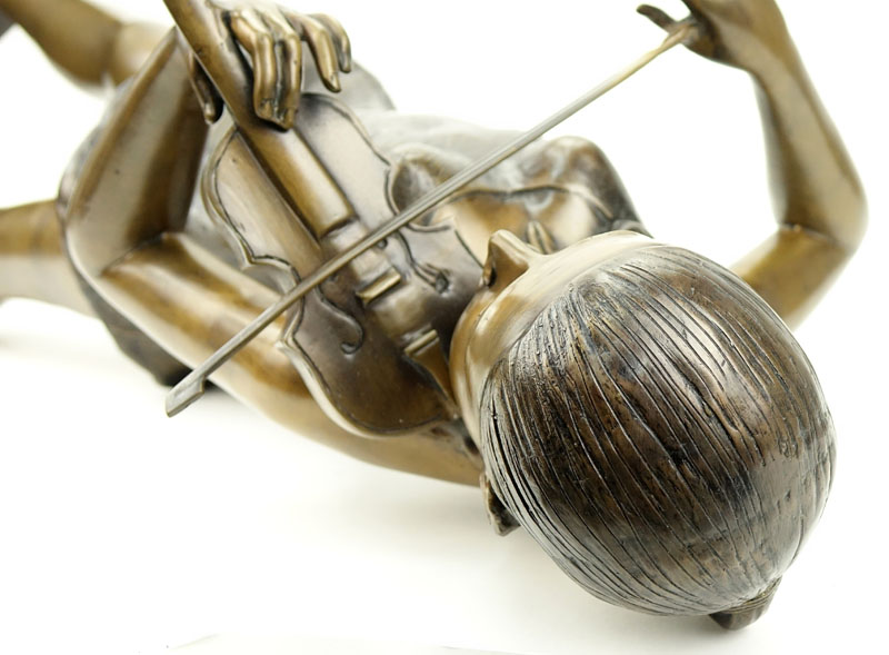 Modern Bronze Sculpture of a Female Violinist.