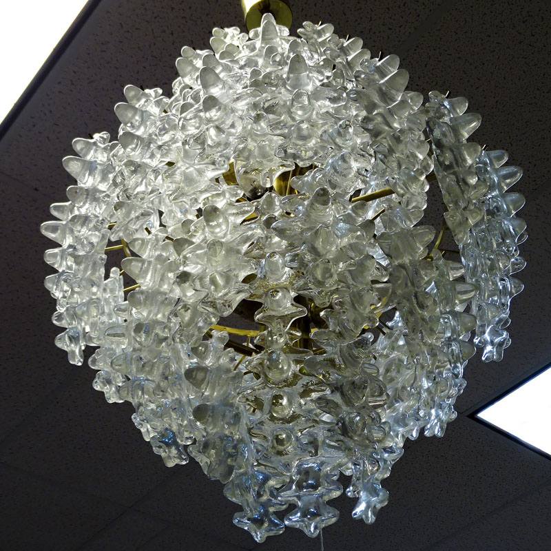 Italian Zero Quattro Chrome Plated and Glass Chandelier, Circa 1970s. 