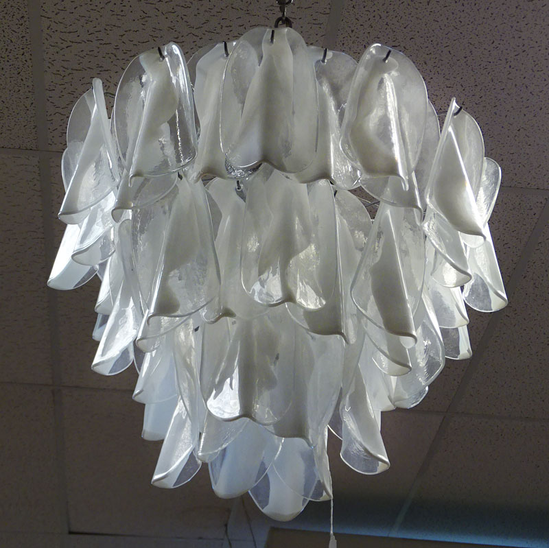 Mid Century Modern Italian Murano Art Glass Chandelier.