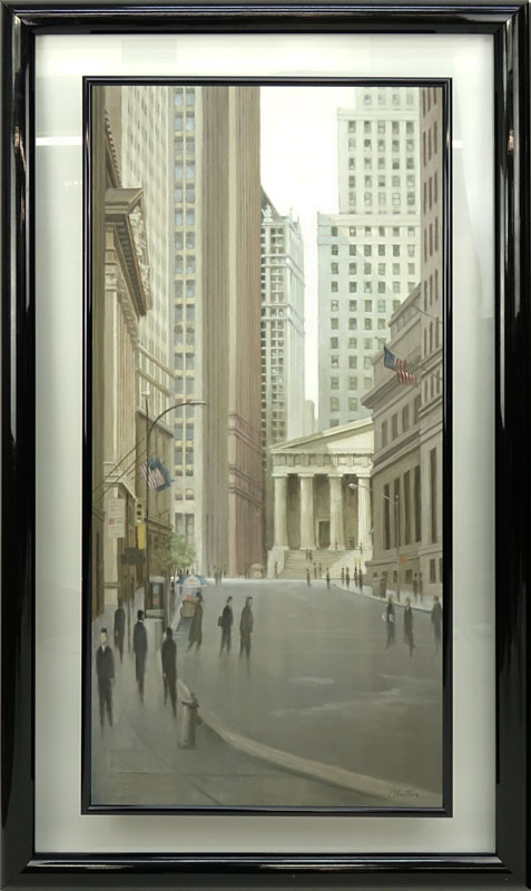 FranÁois Cloutier, French/American (b. 1922) "New York Stock Exchange" Still Life Tryptic Oil on Canvas Signed Lower Right. 