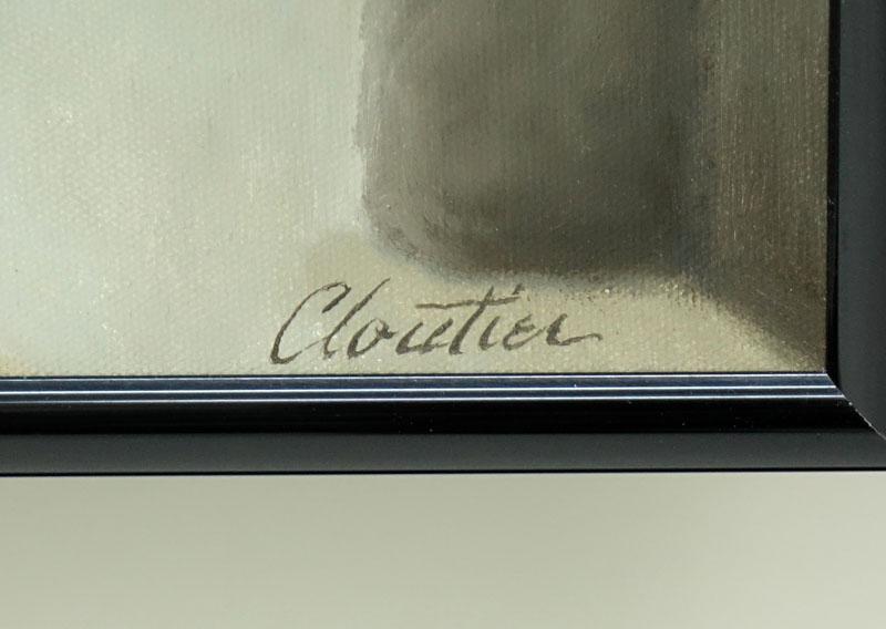FranÁois Cloutier, French/American (b. 1922) "New York Stock Exchange" Still Life Tryptic Oil on Canvas Signed Lower Right. 