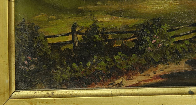 19th Century European School "Pastoral Scene" Oil on Panel. 