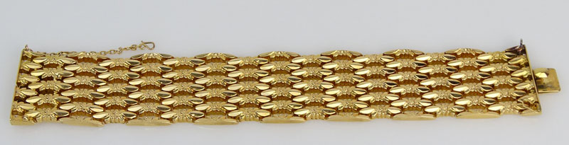 Vintage 18 Karat Rose Gold Wide Flexible Link Bracelet.