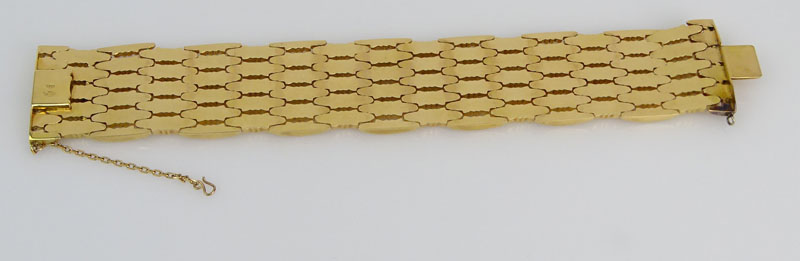 Vintage 18 Karat Rose Gold Wide Flexible Link Bracelet.