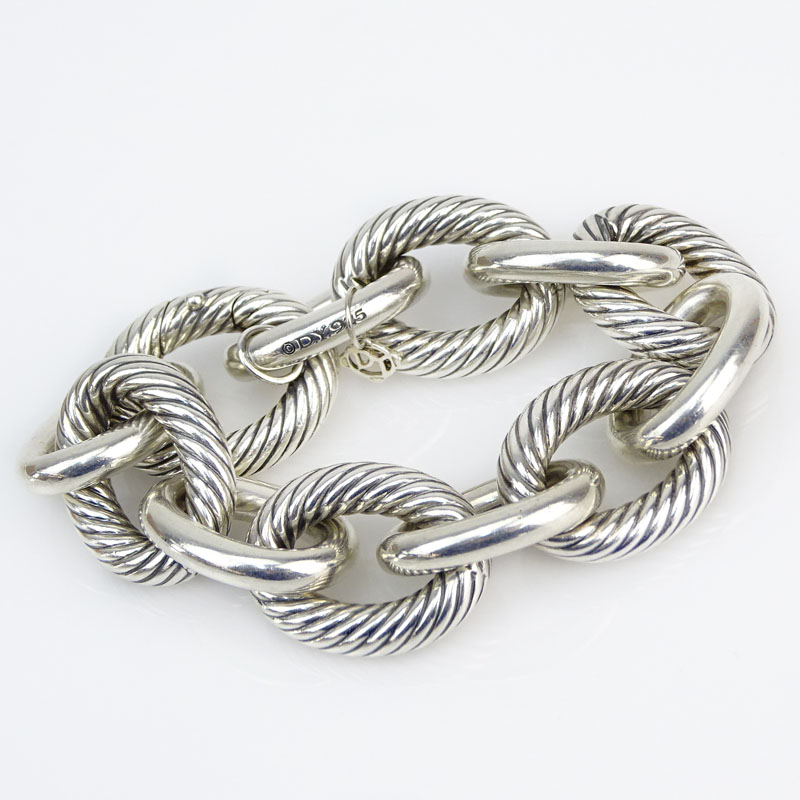 David Yurman Sterling Silver Extra Large Cable Wire Link Bracelet.