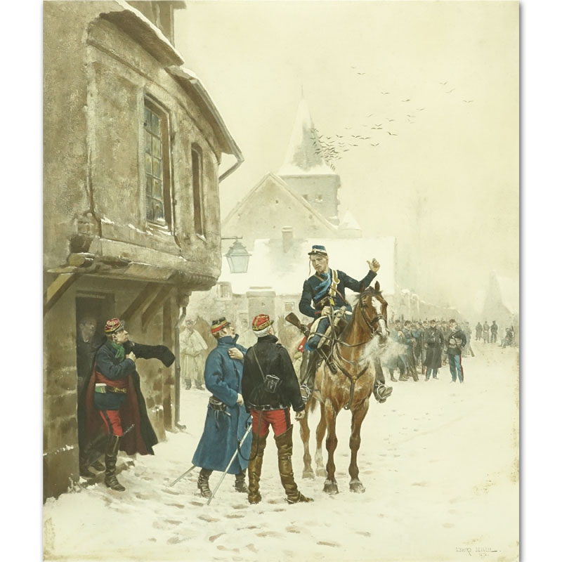 After: Edouard Jean Baptiste Detaille, French (1848-1912) "L'Alerte" Color Photogravure. 