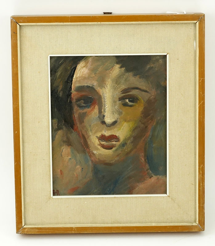 1920's/30's German School Oil On Card "Portrait Of A Lady"