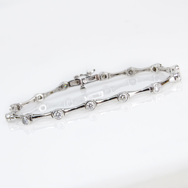 Contemporary Approx. 1.53 Carat Round Brilliant Cut Diamond and 18 Karat White Gold Bracelet.