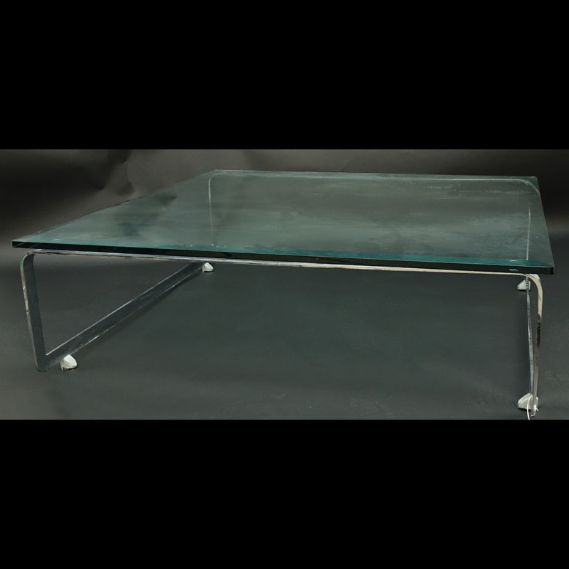 Pace Style Chrome and Glass Coffee Table.