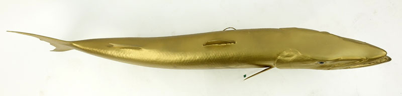 Contemporary Gilt Resin Barracuda Fish Sculpture.
