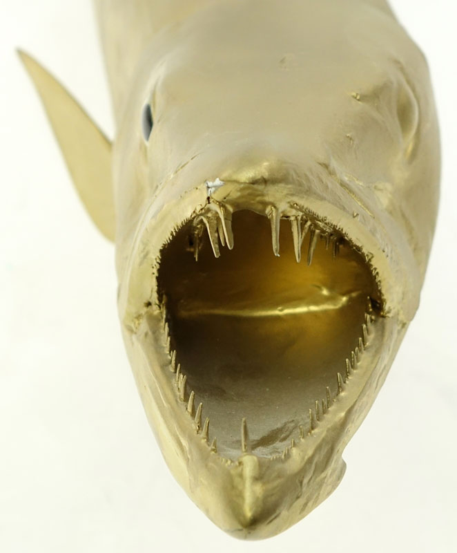 Contemporary Gilt Resin Barracuda Fish Sculpture.